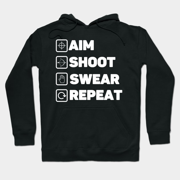 Aim Shoot Swear Repeat Archery Sports Enthusiast Hoodie by JB.Collection